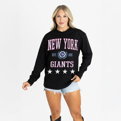 New York Giants Gameday Couture Women's Oversized Everyday Star Long Sleeve T-Shirt - Black online