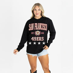 San Francisco 49ers Gameday Couture Women's Oversized Everyday Star Long Sleeve T-Shirt - Black online