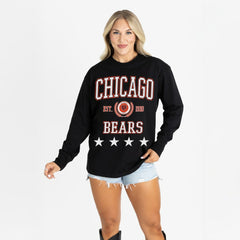 Chicago Bears Gameday Couture Women's Oversized Everyday Star Long Sleeve T-Shirt - Black on sale