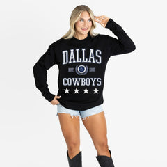 Dallas Cowboys Gameday Couture Women's Oversized Everyday Star Long Sleeve T-Shirt - Black sale