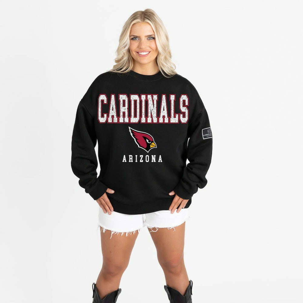 Arizona Cardinals Gameday Couture Women's Oversized Level Up Black Label Premium Fleece Sweatshirt - Black for sale