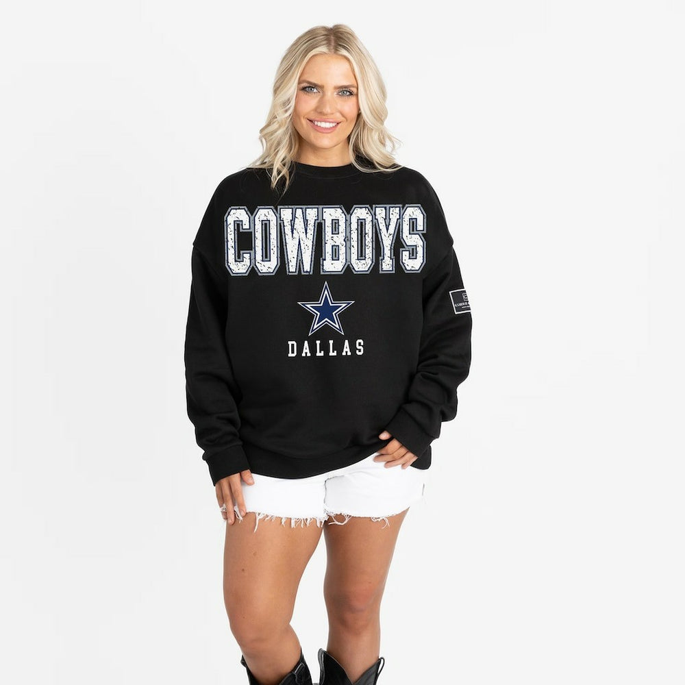 Dallas Cowboys Gameday Couture Women's Oversized Level Up Black Label Premium Fleece Sweatshirt - Black outlet