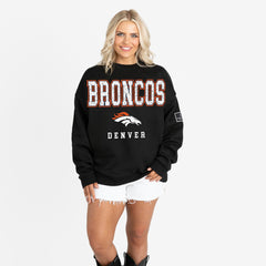 Denver Broncos Gameday Couture Women's Oversized Level Up Black Label Premium Fleece Sweatshirt - Black online