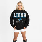 Detroit Lions Gameday Couture Women's Oversized Level Up Black Label Premium Fleece Sweatshirt - Black online
