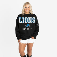 Detroit Lions Gameday Couture Women's Oversized Level Up Black Label Premium Fleece Sweatshirt - Black online
