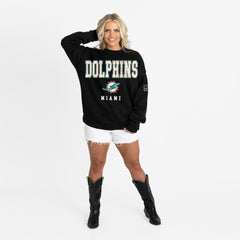 Miami Dolphins Gameday Couture Women's Oversized Level Up Black Label Premium Fleece Sweatshirt - Black cheap