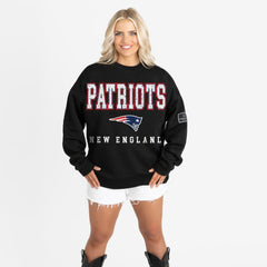 New England Patriots Gameday Couture Women's Oversized Level Up Black Label Premium Fleece Sweatshirt - Black outlet