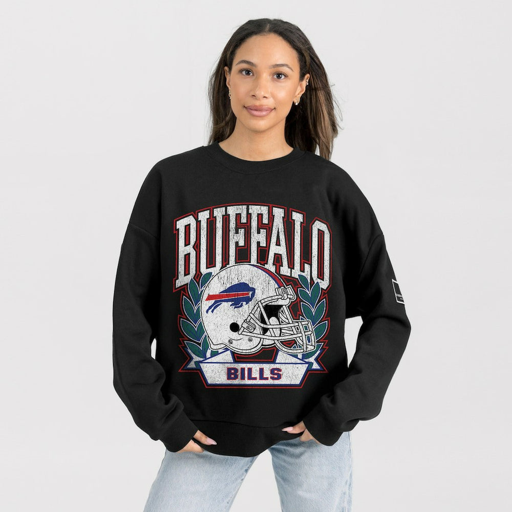 Buffalo Bills Gameday Couture Women's Oversized Victory Lane Black Label Premium Fleece Sweatshirt - Black for sale
