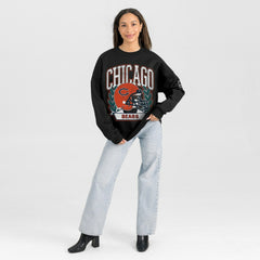 Chicago Bears Gameday Couture Women's Oversized Victory Lane Black Label Premium Fleece Sweatshirt - Black for sale