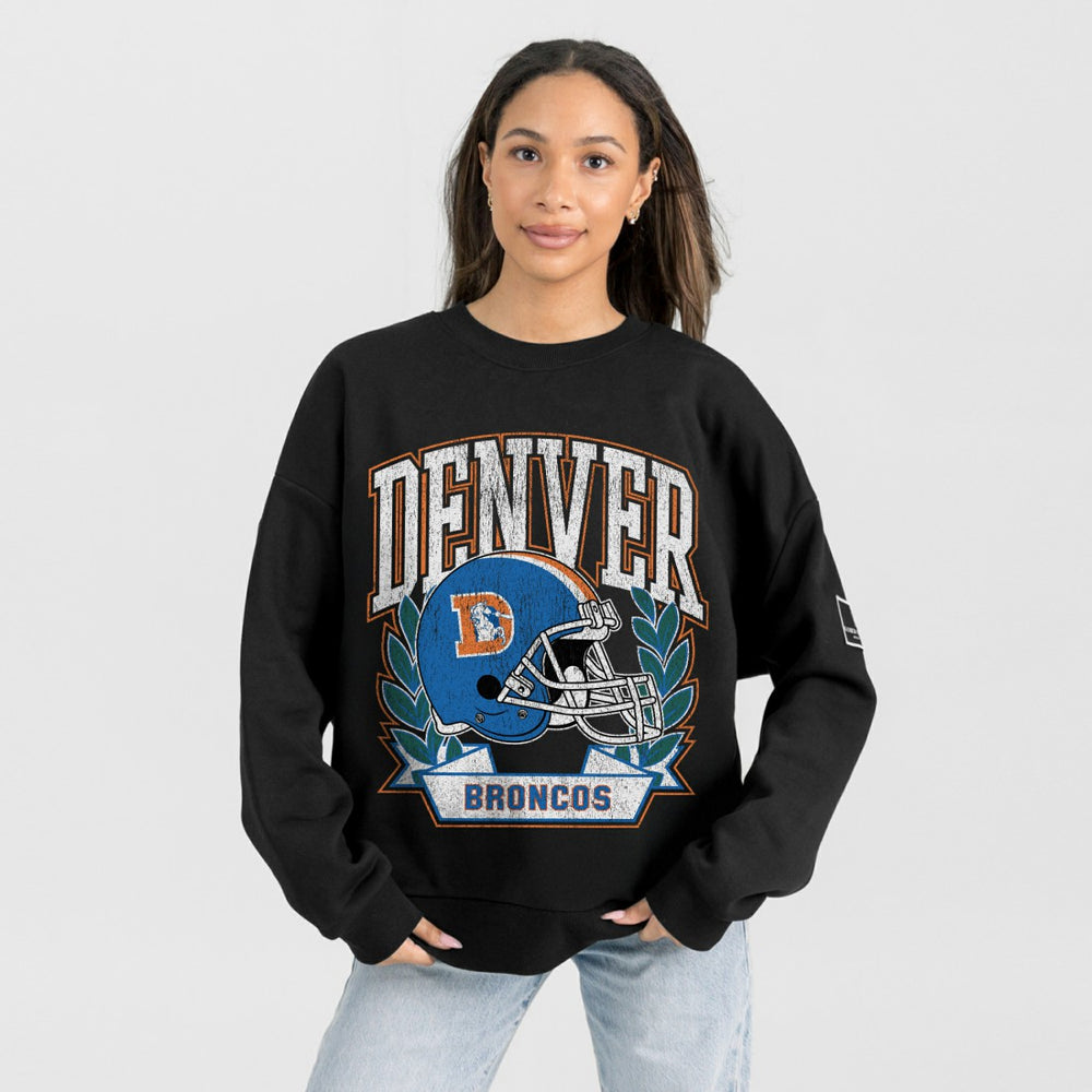 Denver Broncos Gameday Couture Women's Oversized Victory Lane Black Label Premium Fleece Sweatshirt - Black on sale