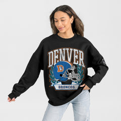 Denver Broncos Gameday Couture Women's Oversized Victory Lane Black Label Premium Fleece Sweatshirt - Black on sale