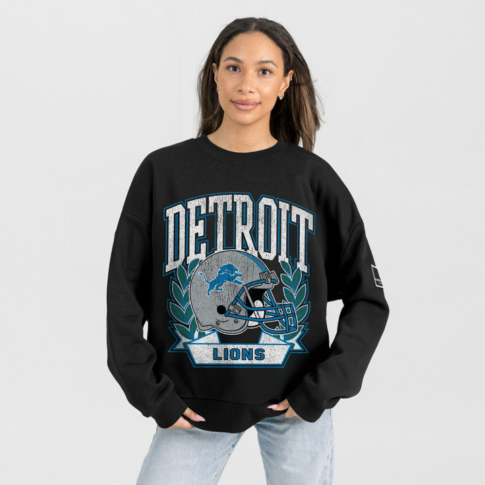 Detroit Lions Gameday Couture Women's Oversized Victory Lane Black Label Premium Fleece Sweatshirt - Black cheap