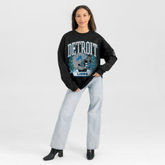 Detroit Lions Gameday Couture Women's Oversized Victory Lane Black Label Premium Fleece Sweatshirt - Black cheap