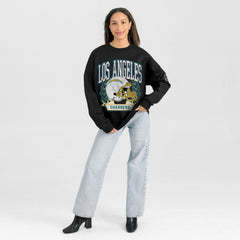 Los Angeles Chargers Gameday Couture Women's Oversized Victory Lane Black Label Premium Fleece Sweatshirt - Black sale