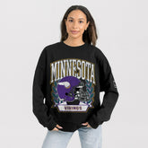 Minnesota Vikings Gameday Couture Women's Oversized Victory Lane Black Label Premium Fleece Sweatshirt - Black cheap