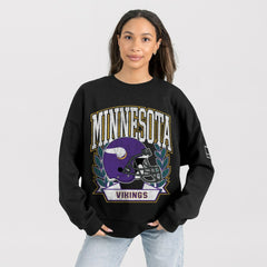 Minnesota Vikings Gameday Couture Women's Oversized Victory Lane Black Label Premium Fleece Sweatshirt - Black cheap