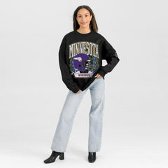 Minnesota Vikings Gameday Couture Women's Oversized Victory Lane Black Label Premium Fleece Sweatshirt - Black cheap