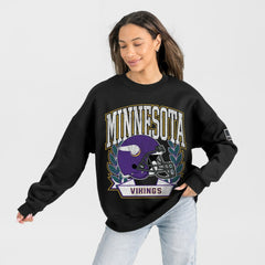 Minnesota Vikings Gameday Couture Women's Oversized Victory Lane Black Label Premium Fleece Sweatshirt - Black cheap