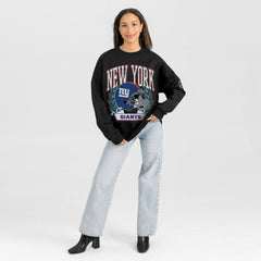 New York Giants Gameday Couture Women's Oversized Victory Lane Black Label Premium Fleece Sweatshirt - Black outlet