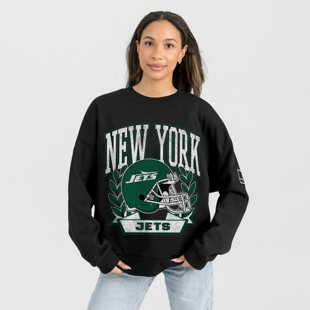 New York Jets Gameday Couture Women's Oversized Victory Lane Black Label Premium Fleece Sweatshirt - Black outlet