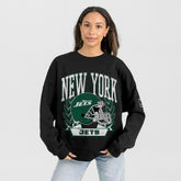 New York Jets Gameday Couture Women's Oversized Victory Lane Black Label Premium Fleece Sweatshirt - Black outlet