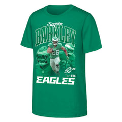 Saquon Barkley Philadelphia Eagles Outerstuff Youth Triple Pic T-Shirt - Midnight Green for sale