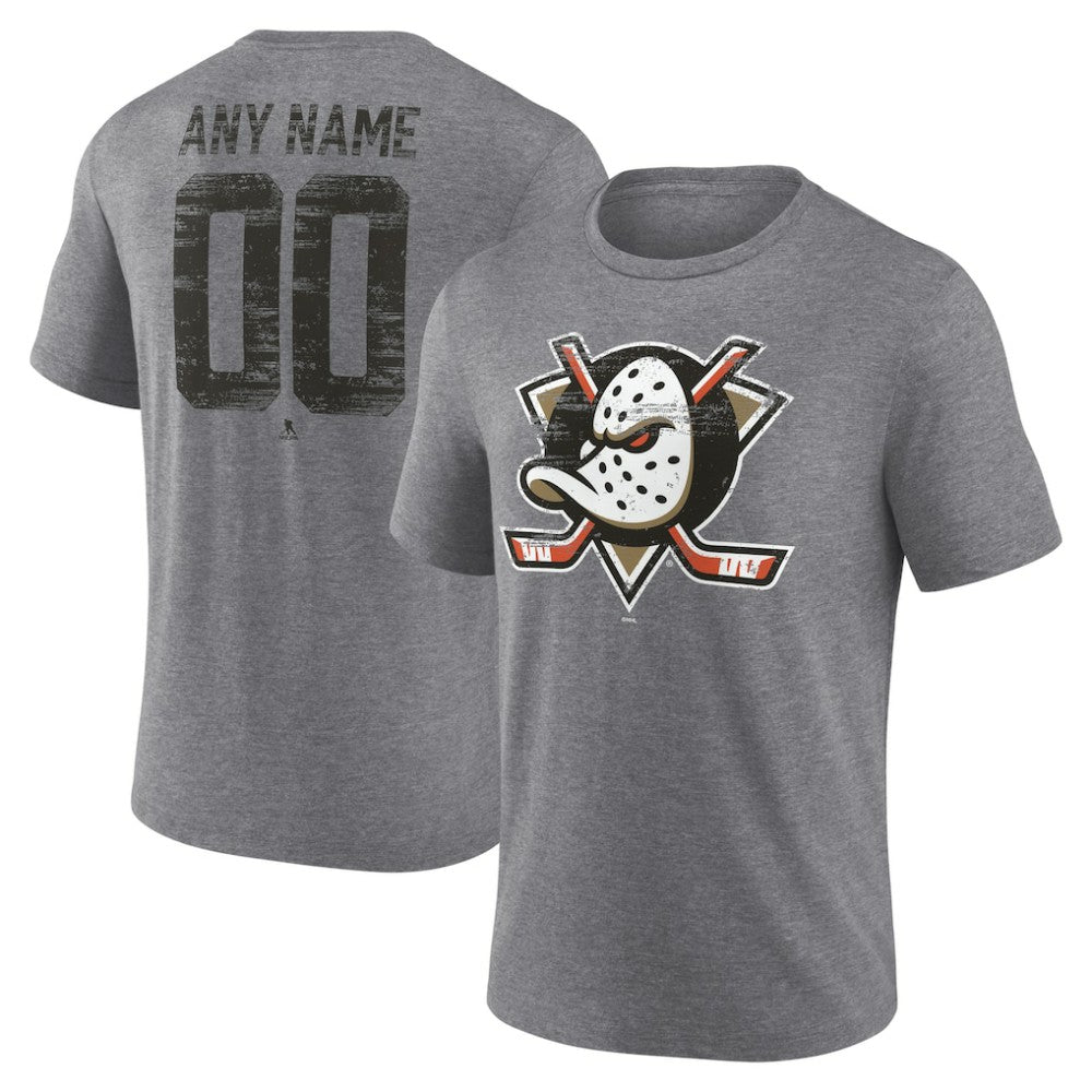 Anaheim Ducks Heritage Custom Tri-Blend T-Shirt - Gray T-shirts