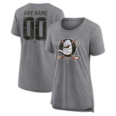 Anaheim Ducks Women's Heritage Custom Tri-Blend T-Shirt - Gray T-shirts