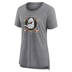 Anaheim Ducks Women's Heritage Custom Tri-Blend T-Shirt - Gray T-shirts