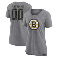 Boston Bruins Women's Heritage Custom Tri-Blend T-Shirt - Gray T-shirts