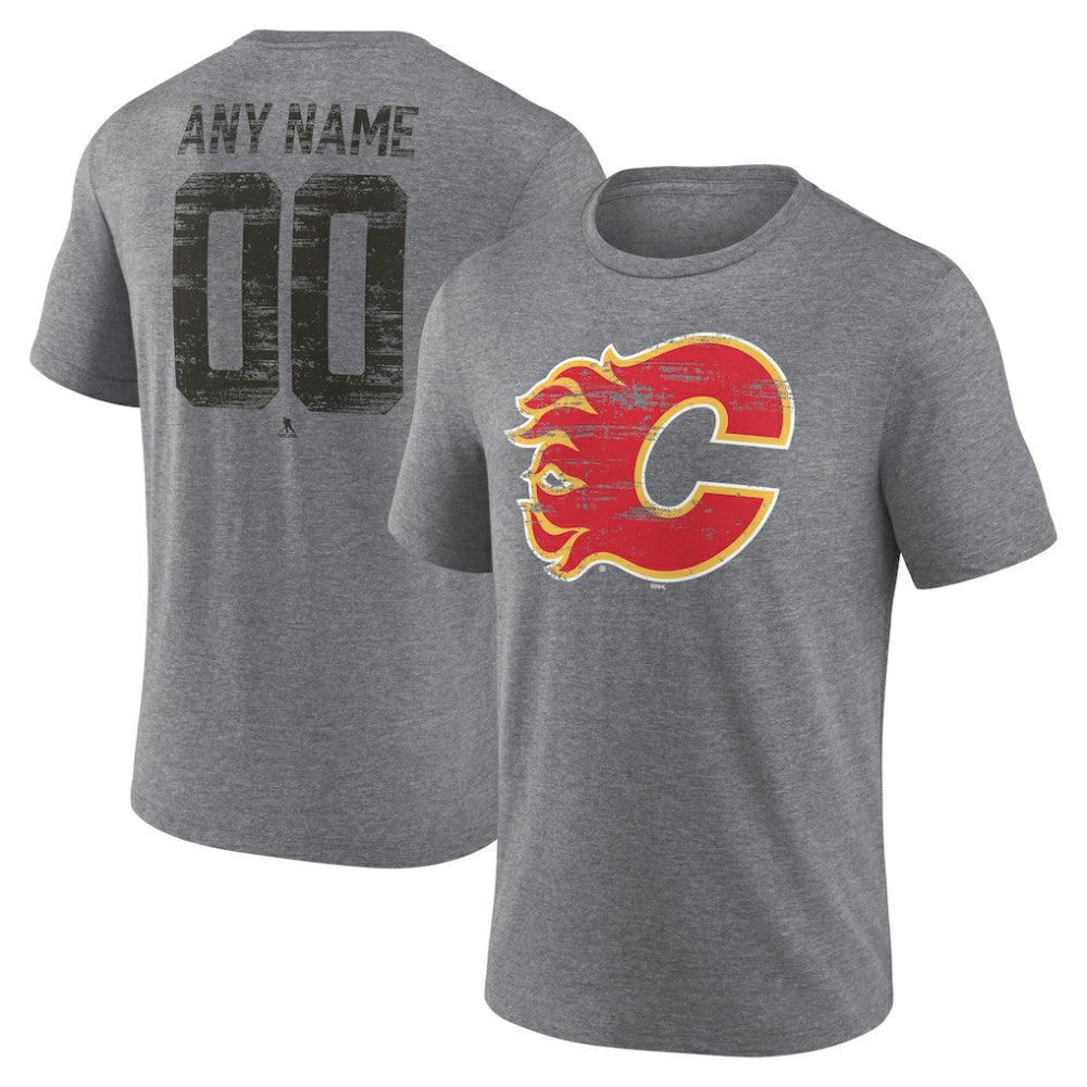 Calgary Flames Heritage Custom Tri-Blend T-Shirt - Gray T-shirts