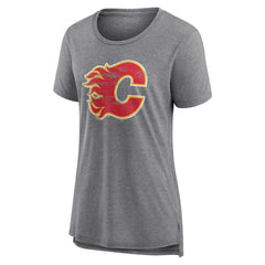 Calgary Flames Women's Heritage Custom Tri-Blend T-Shirt - Gray T-shirts