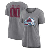 Colorado Avalanche Women's Heritage Custom Tri-Blend T-Shirt - Gray T-shirts