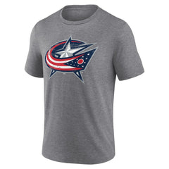 Columbus Blue Jackets Heritage Custom Tri-Blend T-Shirt - Gray T-shirts