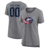 Columbus Blue Jackets Women's Heritage Custom Tri-Blend T-Shirt - Gray T-shirts