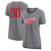 Detroit Red Wings Women's Heritage Custom Tri-Blend T-Shirt - Gray T-shirts