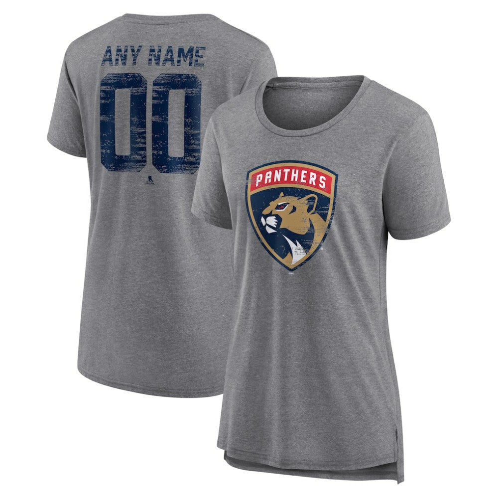 Florida Panthers Women's Heritage Custom Tri-Blend T-Shirt - Gray T-shirts