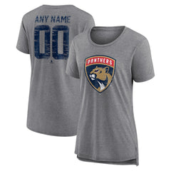 Florida Panthers Women's Heritage Custom Tri-Blend T-Shirt - Gray T-shirts