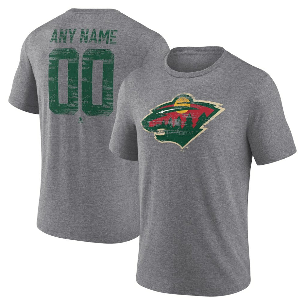 Minnesota Wild Heritage Custom Tri-Blend T-Shirt - Gray T-shirts