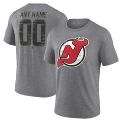 New Jersey Devils Heritage Custom Tri-Blend T-Shirt - Gray T-shirts