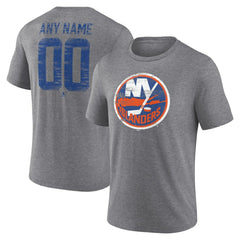 New York Islanders Heritage Custom Tri-Blend T-Shirt - Gray T-shirts