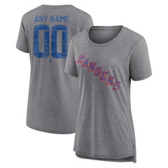 New York Rangers Women's Heritage Custom Tri-Blend T-Shirt - Gray T-shirts