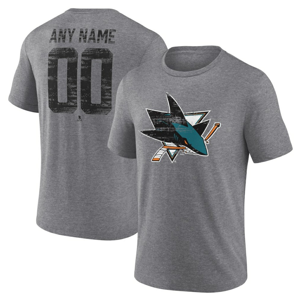 San Jose Sharks Heritage Custom Tri-Blend T-Shirt - Gray T-shirts