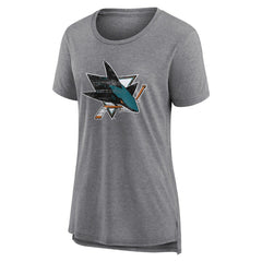 San Jose Sharks Women's Heritage Custom Tri-Blend T-Shirt - Gray T-shirts