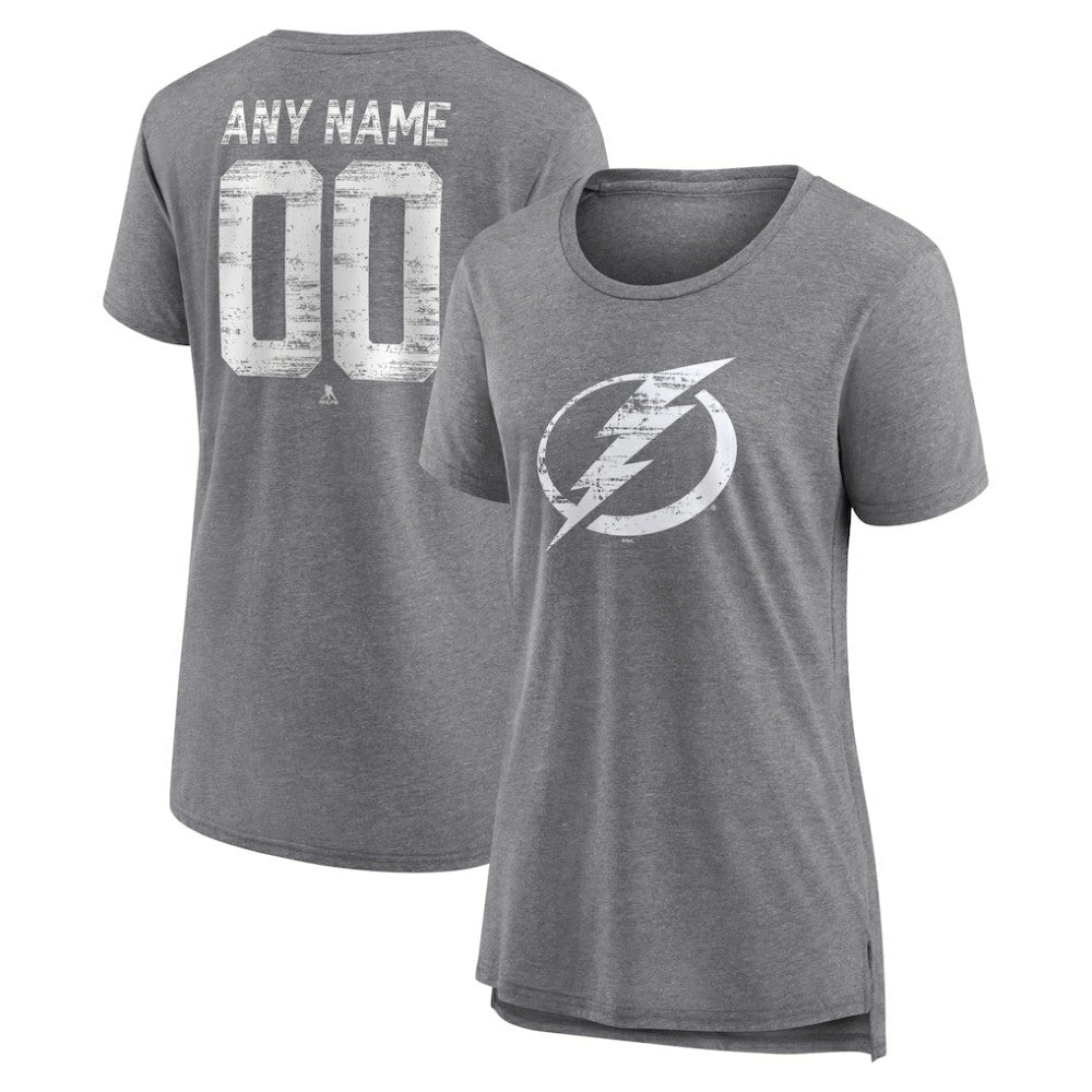 Tampa Bay Lightning Women's Heritage Custom Tri-Blend T-Shirt - Gray T-shirts