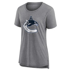 Vancouver Canucks Women's Heritage Custom Tri-Blend T-Shirt - Gray T-shirts