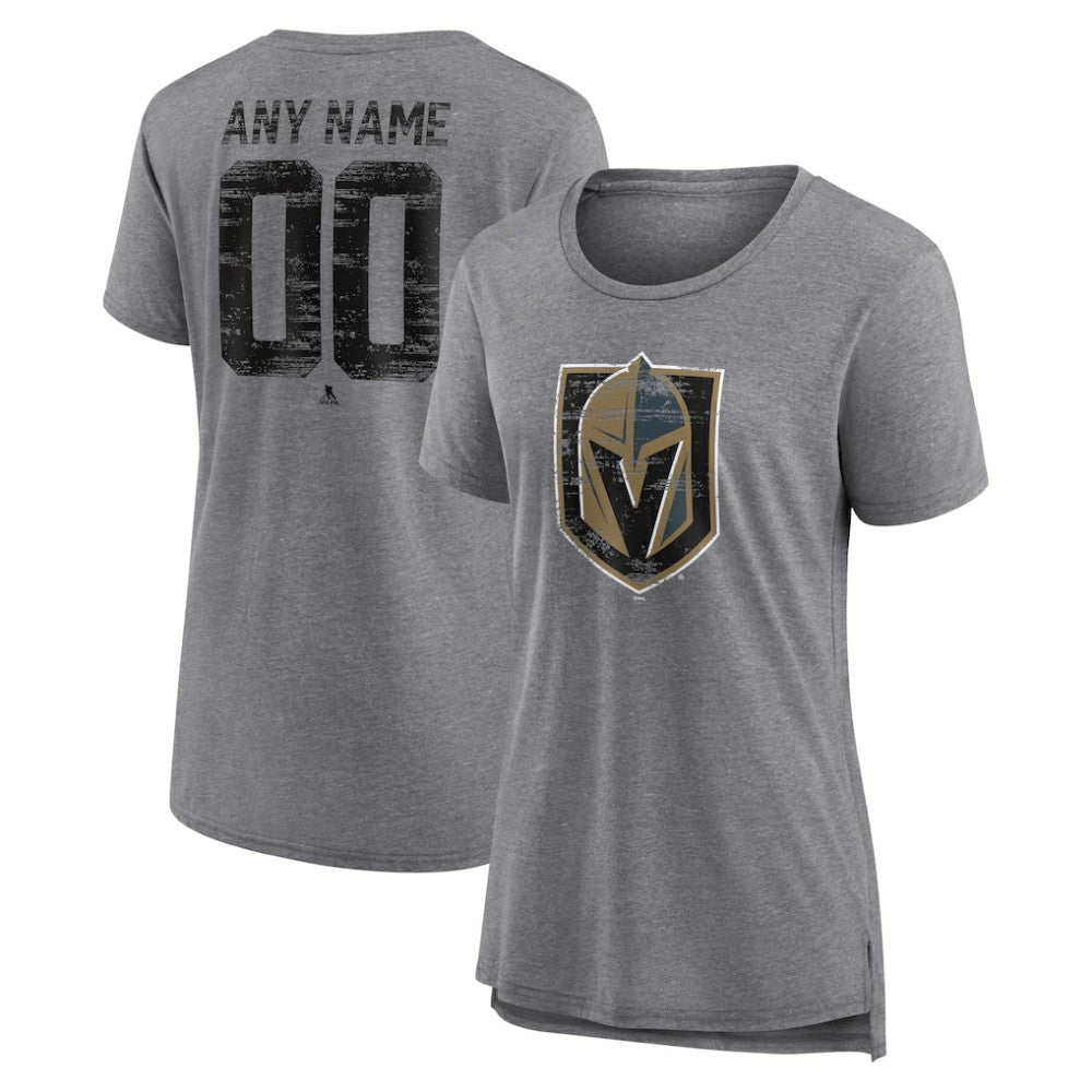 Vegas Golden Knights Women's Heritage Custom Tri-Blend T-Shirt - Gray T-shirts
