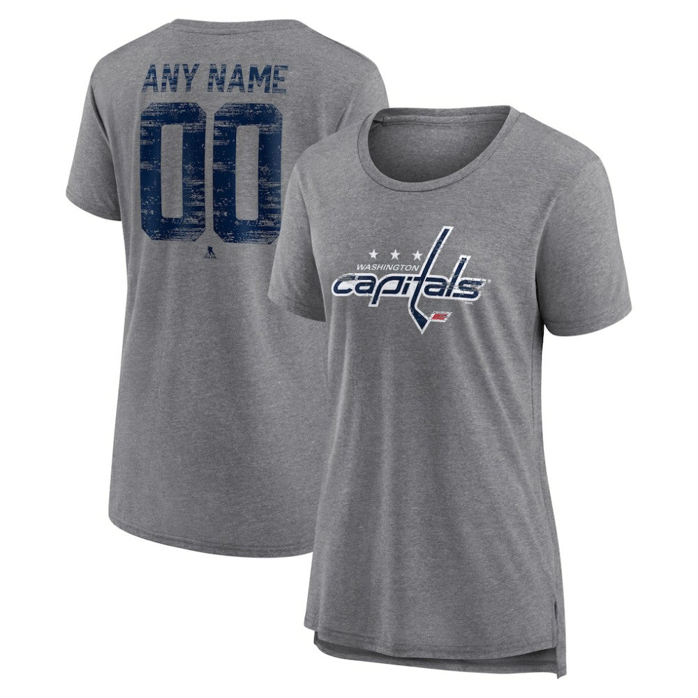 Washington Capitals Women's Heritage Custom Tri-Blend T-Shirt - Gray T-shirts