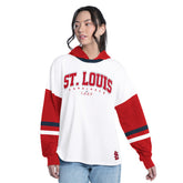 St. Louis Cardinals G-III 4Her by Carl Banks Women's Key Player Oversized Hooded Long Sleeve T-Shirt White/Red