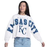 Kansas City Royals G-III 4Her by Carl Banks Women's Bleachers Cropped Pullover Sweatshirt White